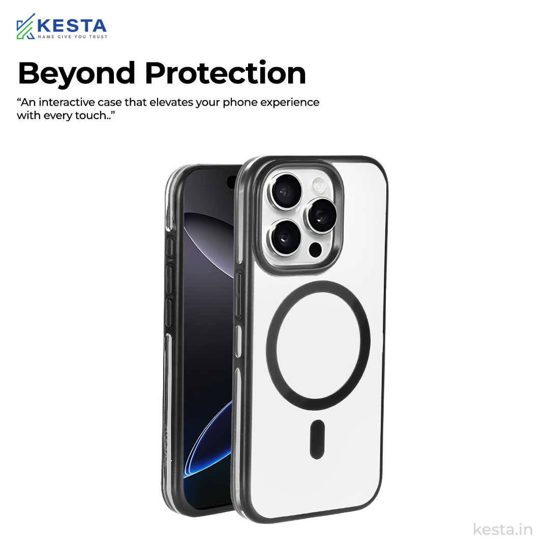 iPhone 15 Pro Cover - Notify Popup Black Transparent Case (Camera Sink Protection & Wireless Charging Optimized)